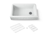 Cairn® 34" undermount single-bowl farmhouse kitchen sink with faceted design