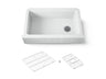 Cairn® 34" undermount single-bowl farmhouse kitchen sink with faceted design