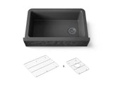 Cairn® 34" undermount single-bowl farmhouse kitchen sink with faceted design