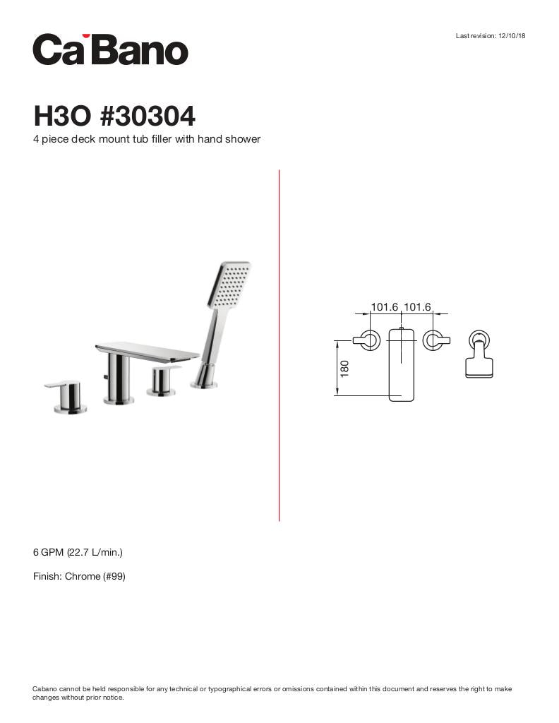 4 piece deck mount tub filler with hand shower