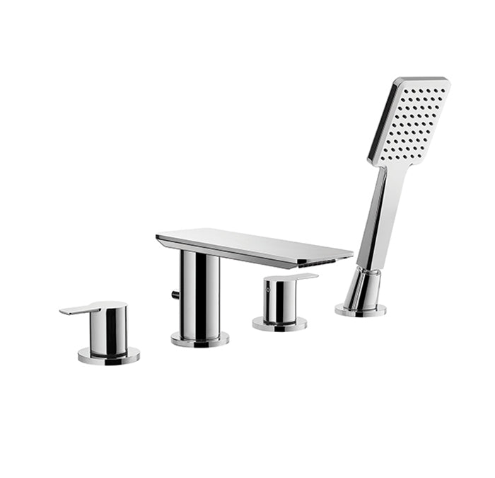 4 piece deck mount tub filler with hand shower