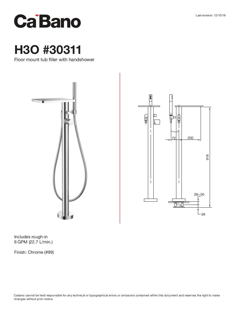 Floor mount tub filler with hand shower
