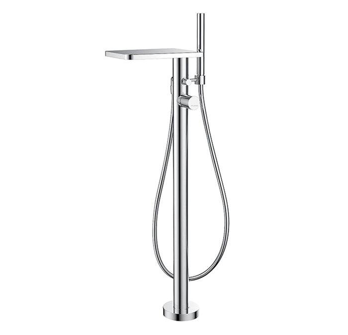 Floor mount tub filler with hand shower