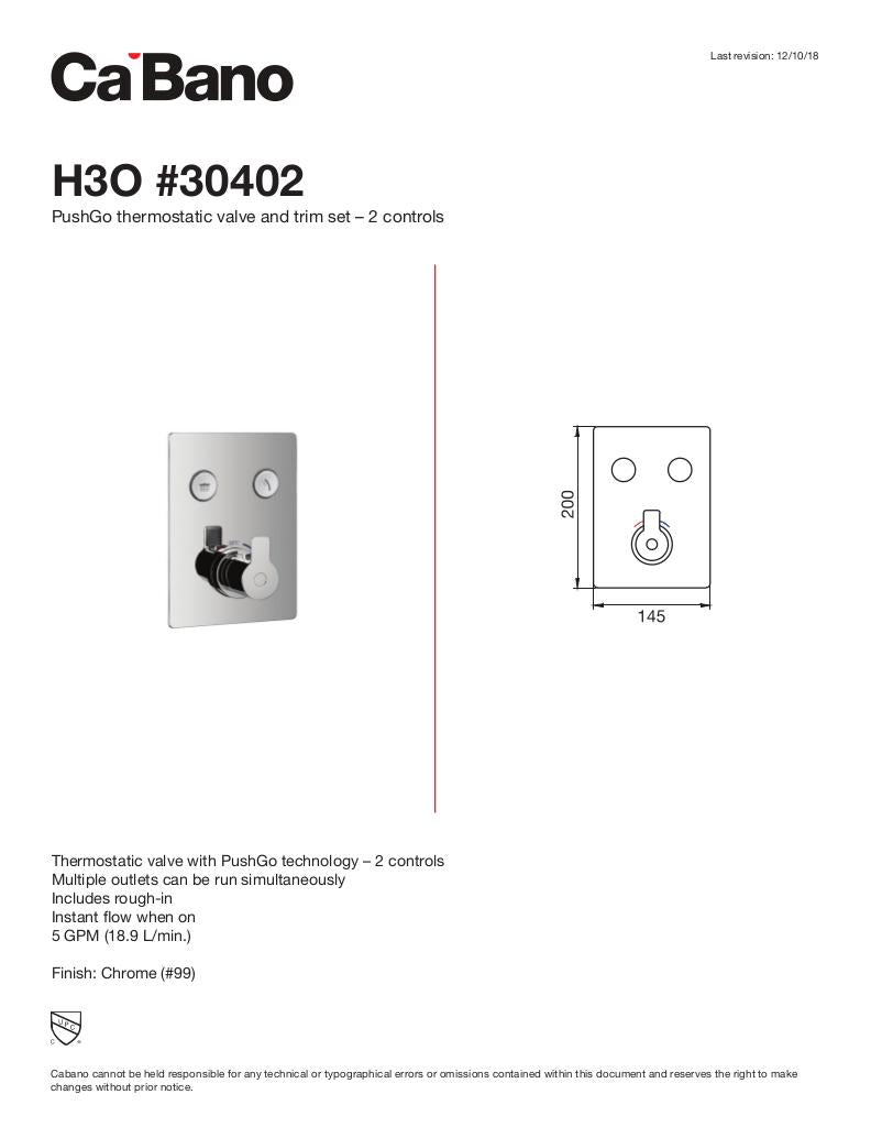 PushGo thermostatic valve and trim set - 2 controls