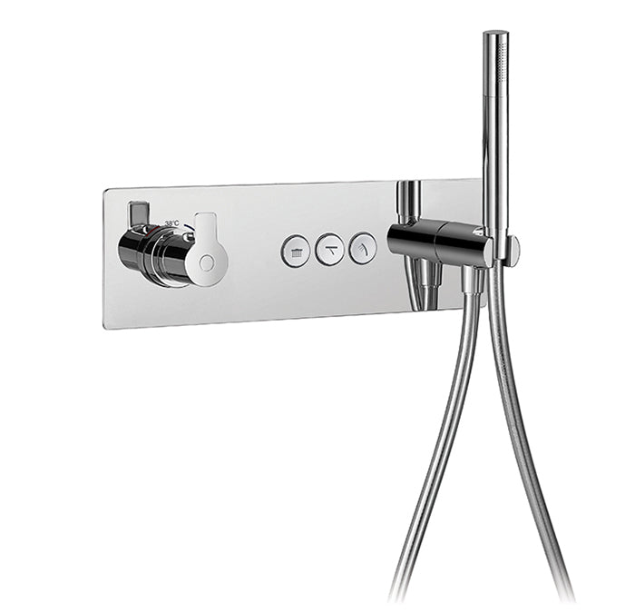 Thermostatic wall mount shower mixer with hand shower - 3 functions