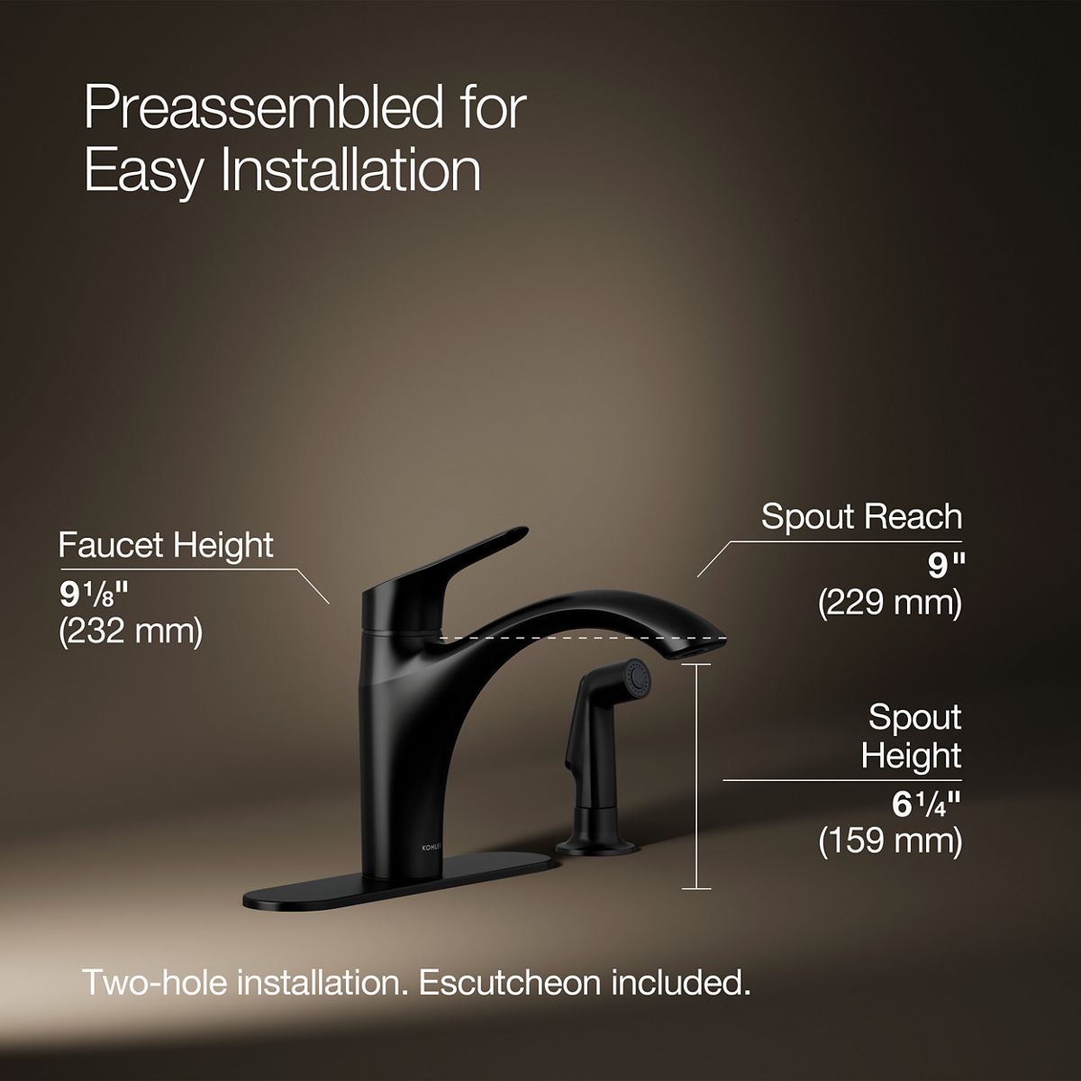 Rival® Single-handle kitchen sink faucet with side sprayer