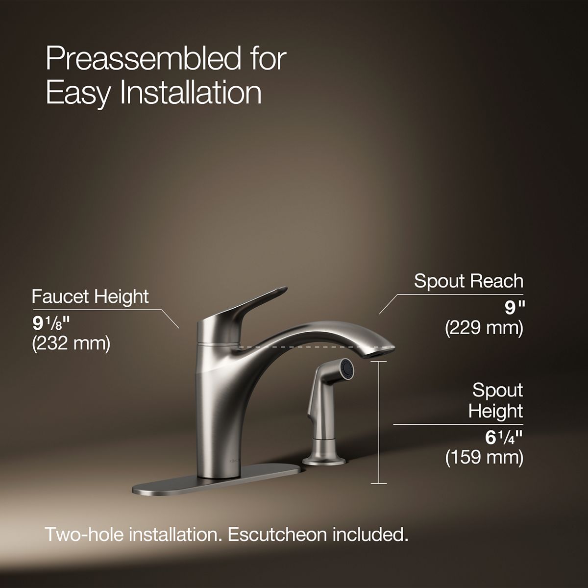 Rival® Single-handle kitchen sink faucet with side sprayer