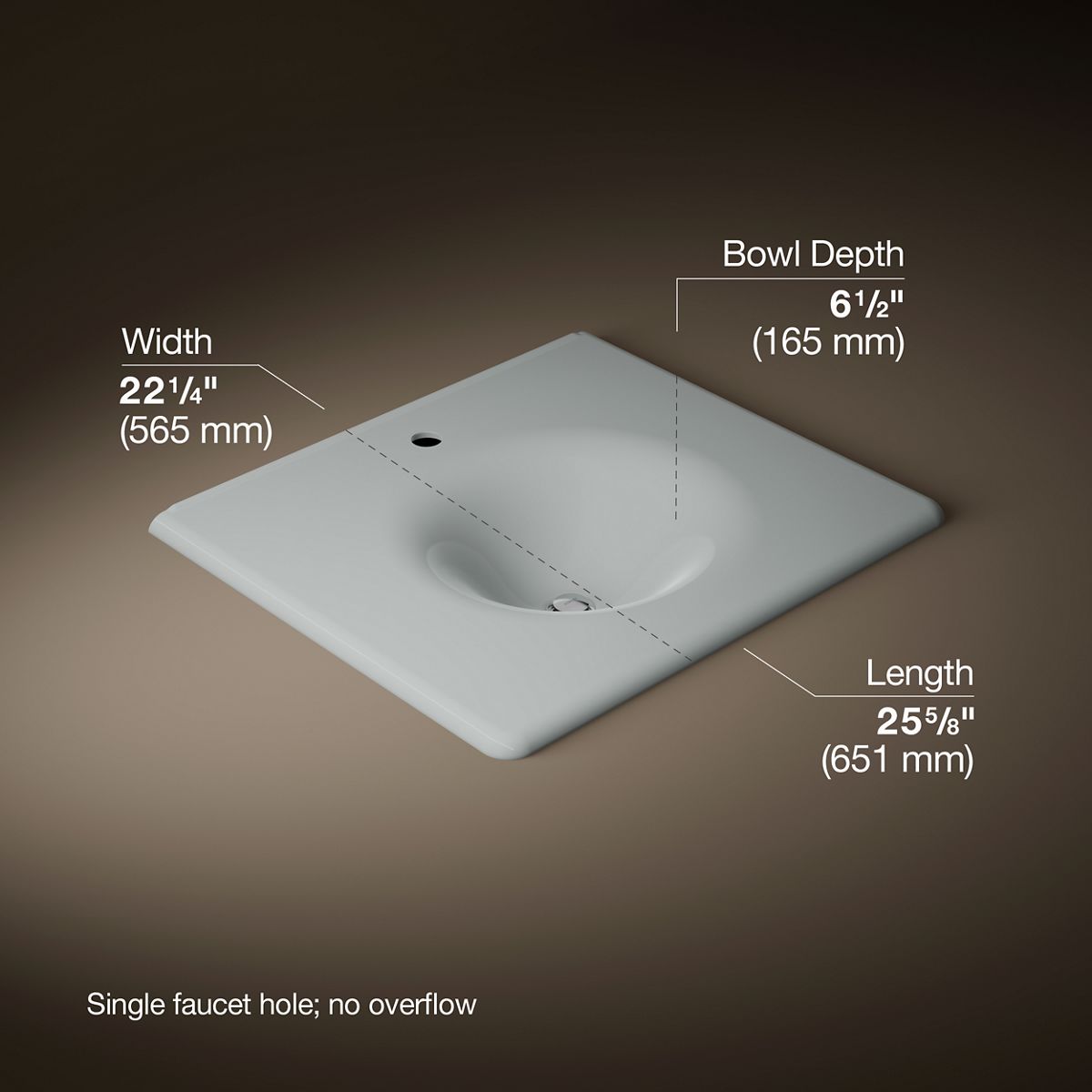 Iron/Impressions® 25" Enameled cast iron vanity top with integrated round sink
