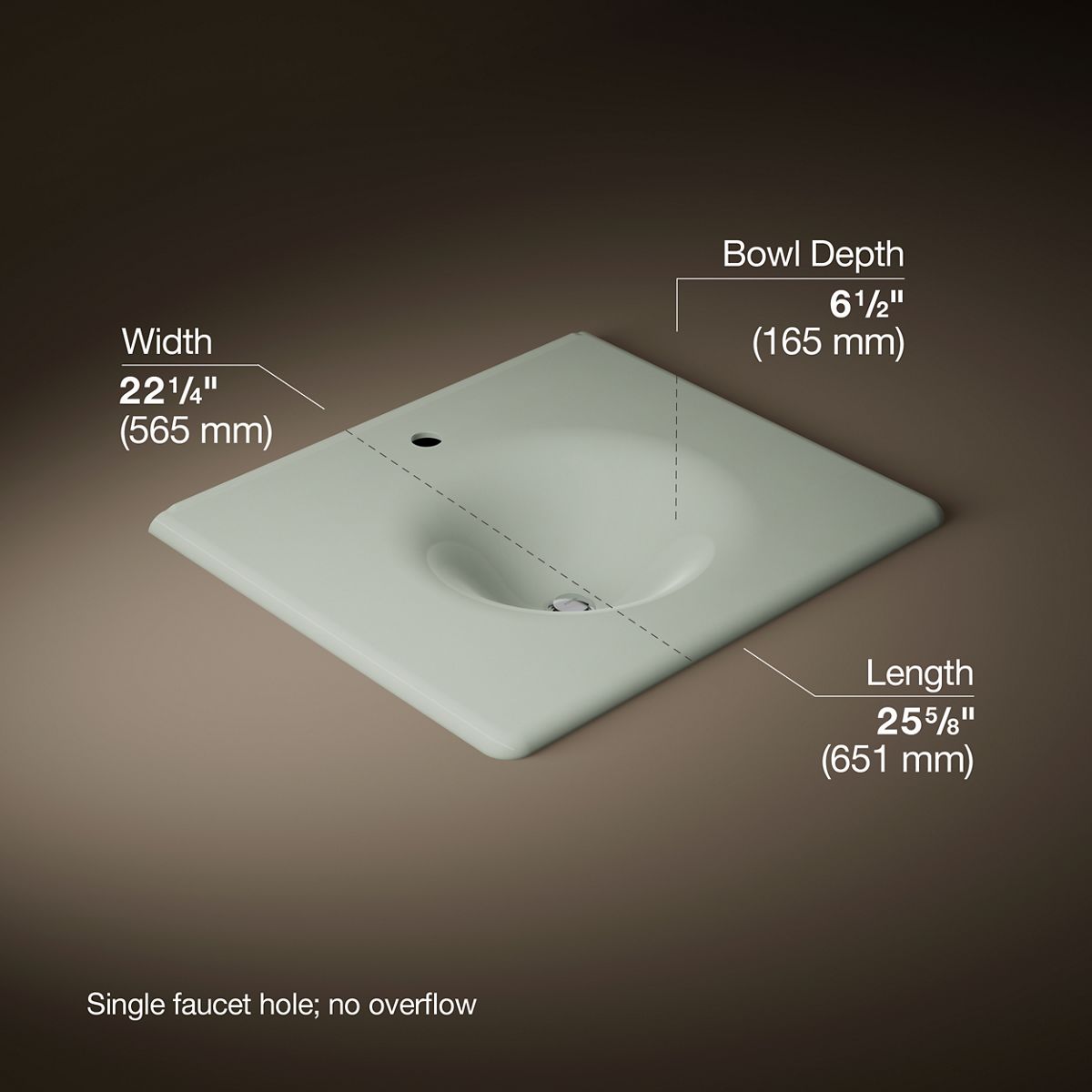 Iron/Impressions® 25" Enameled cast iron vanity top with integrated round sink
