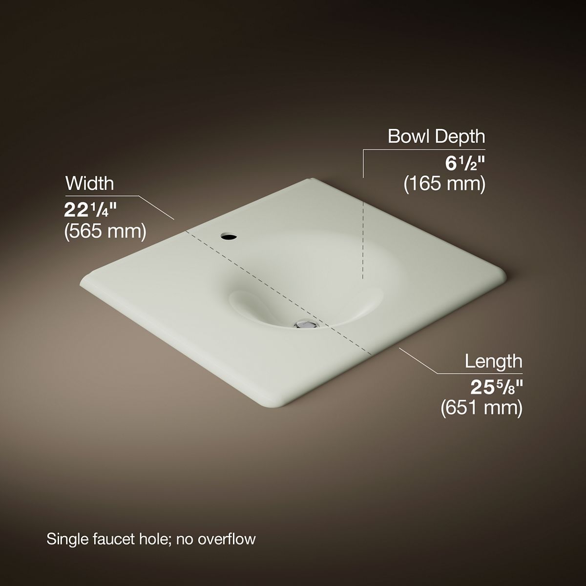 Iron/Impressions® 25" Enameled cast iron vanity top with integrated round sink
