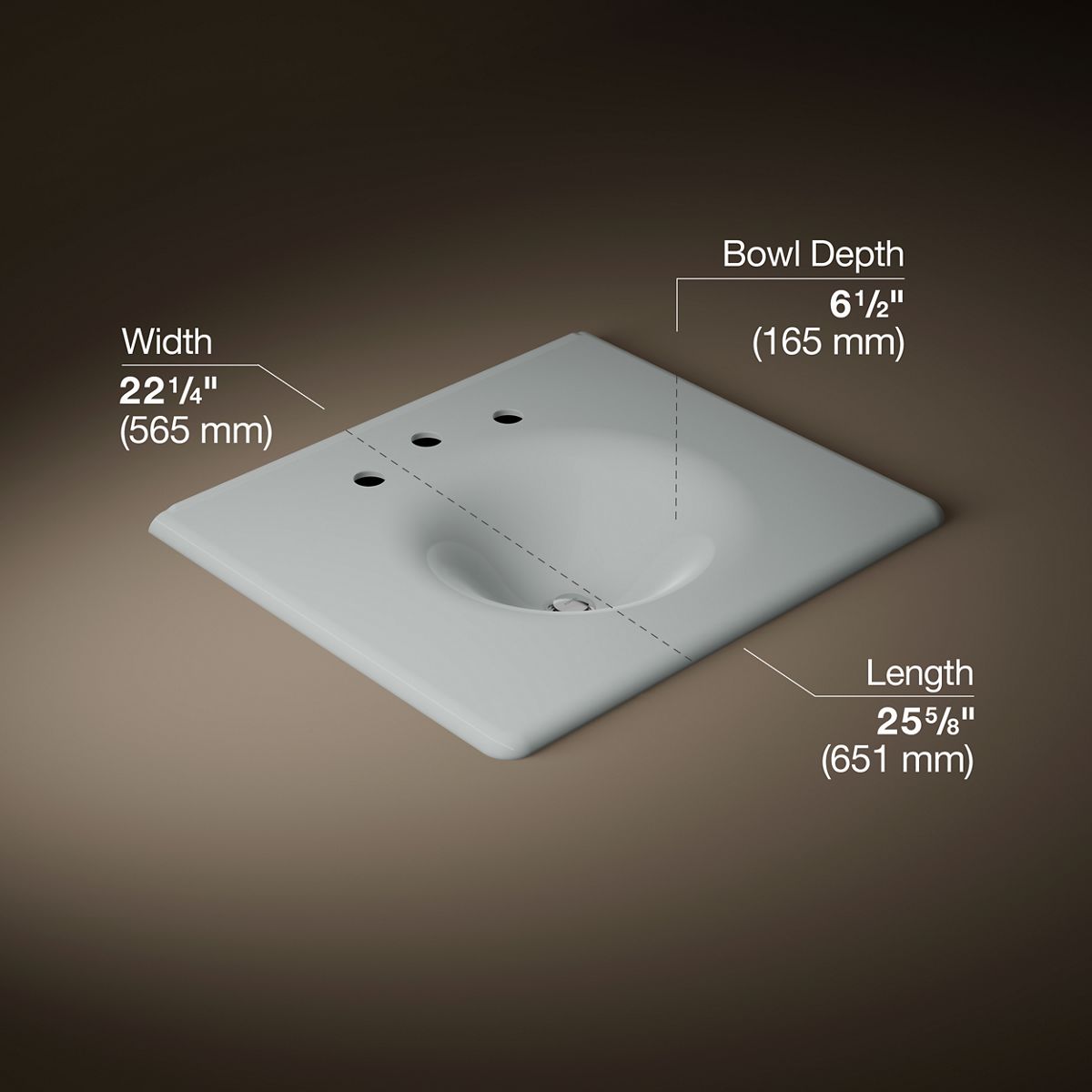 Iron/Impressions® 25" Enameled cast iron vanity top with integrated round sink