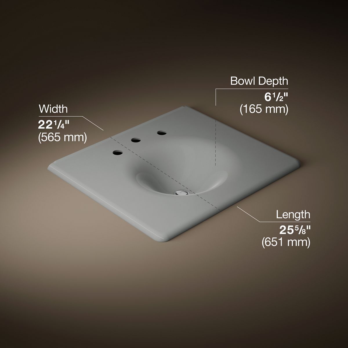 Iron/Impressions® 25" Enameled cast iron vanity top with integrated round sink