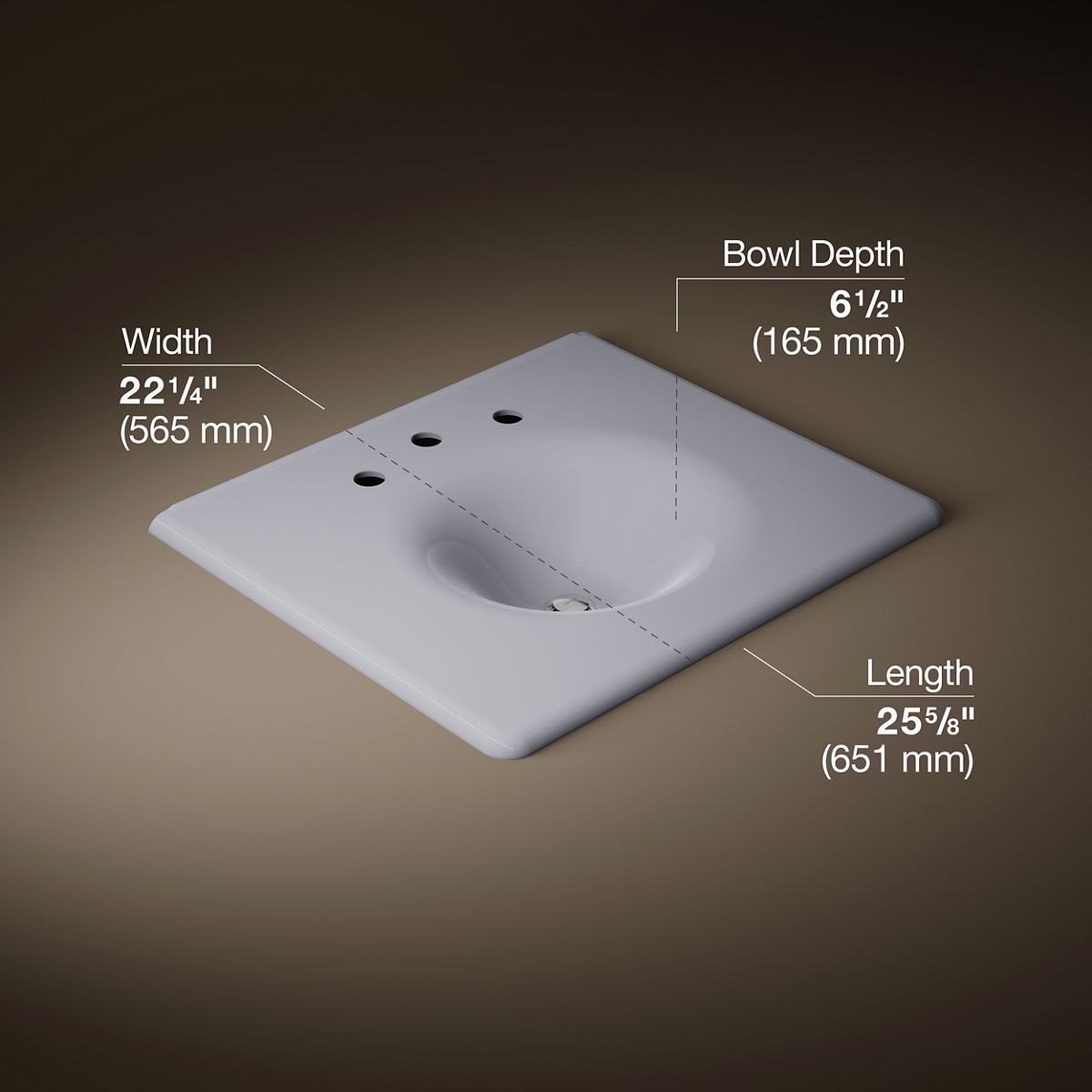 Iron/Impressions® 25" Enameled cast iron vanity top with integrated round sink