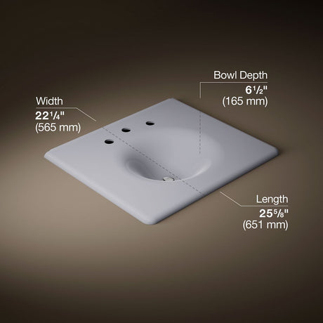 Iron/Impressions® 25" Enameled cast iron vanity top with integrated round sink