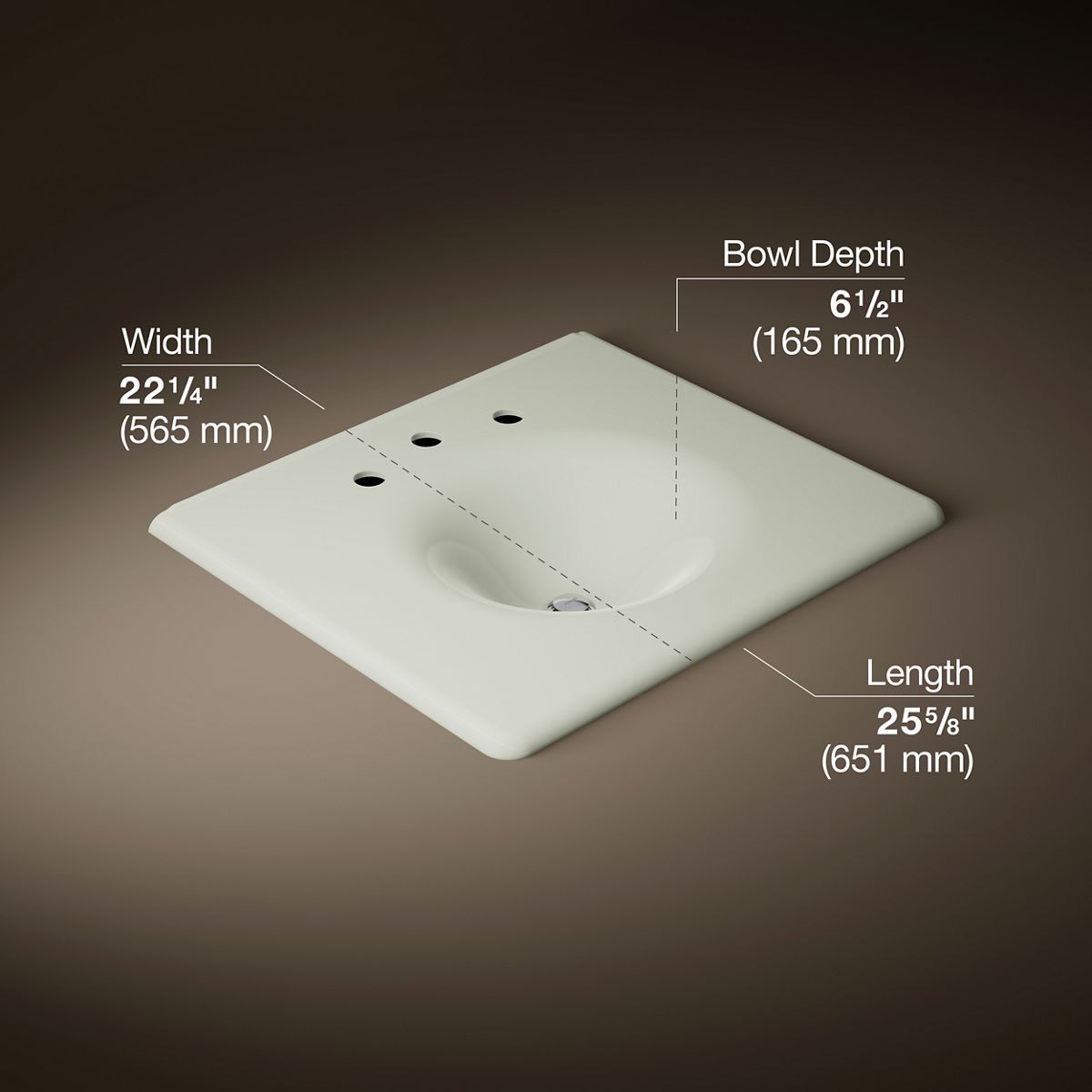 Iron/Impressions® 25" Enameled cast iron vanity top with integrated round sink