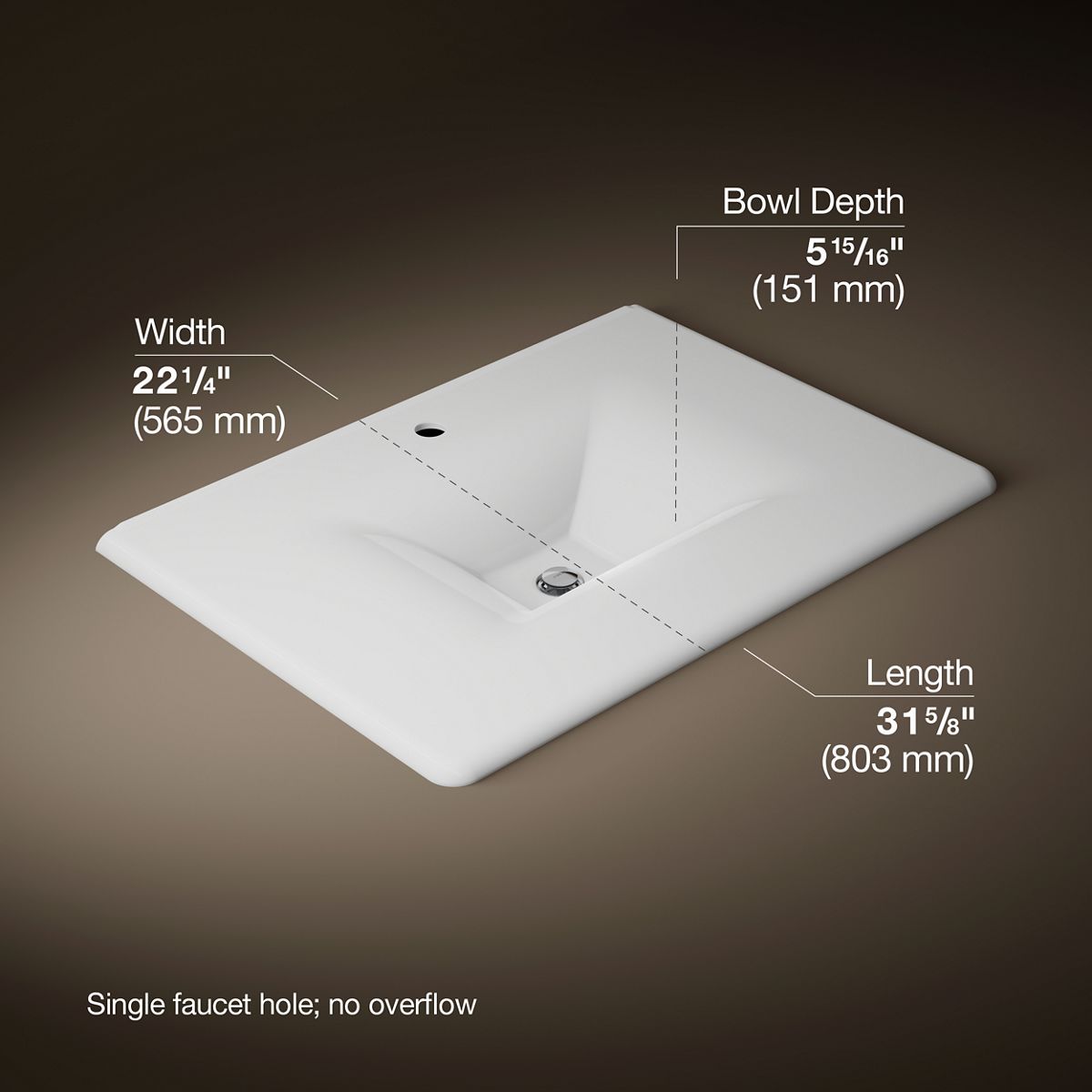 Iron/Impressions® 31" Enameled cast iron vanity top with integrated rectangular sink