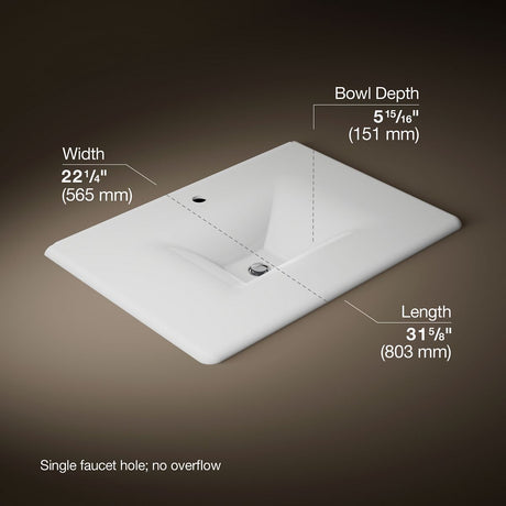 Iron/Impressions® 31" Enameled cast iron vanity top with integrated rectangular sink