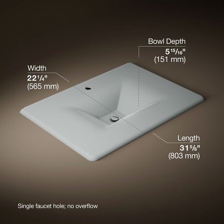 Iron/Impressions® 31" Enameled cast iron vanity top with integrated rectangular sink