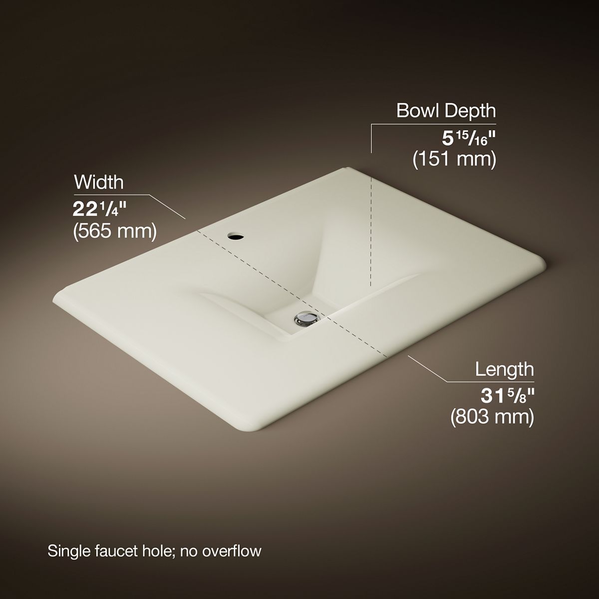 Iron/Impressions® 31" Enameled cast iron vanity top with integrated rectangular sink