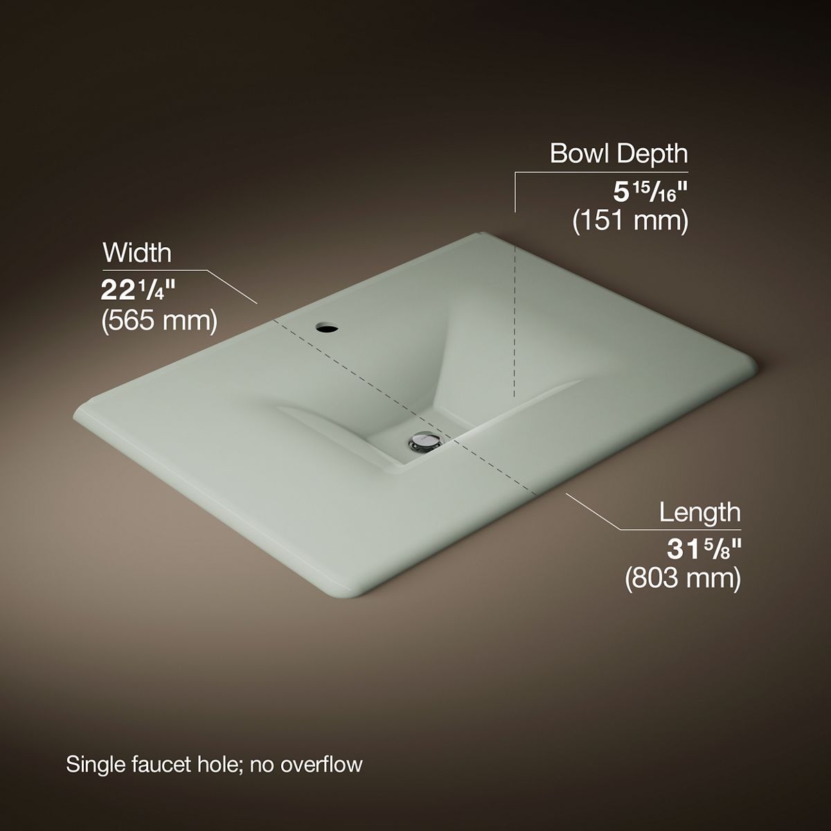 Iron/Impressions® 31" Enameled cast iron vanity top with integrated rectangular sink