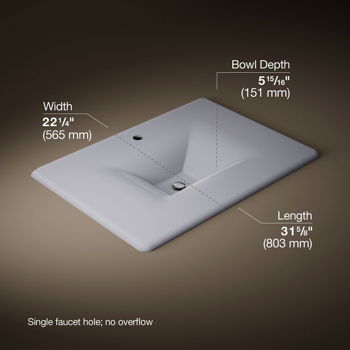 Iron/Impressions® 31" Enameled cast iron vanity top with integrated rectangular sink