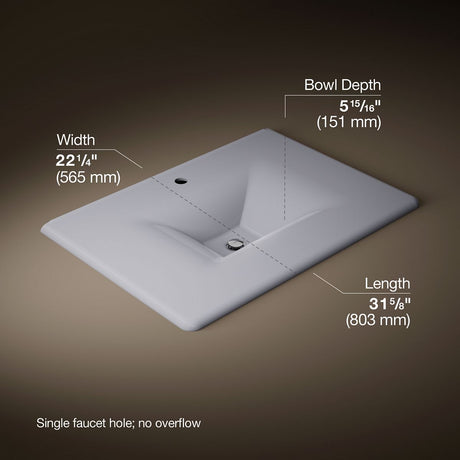Iron/Impressions® 31" Enameled cast iron vanity top with integrated rectangular sink