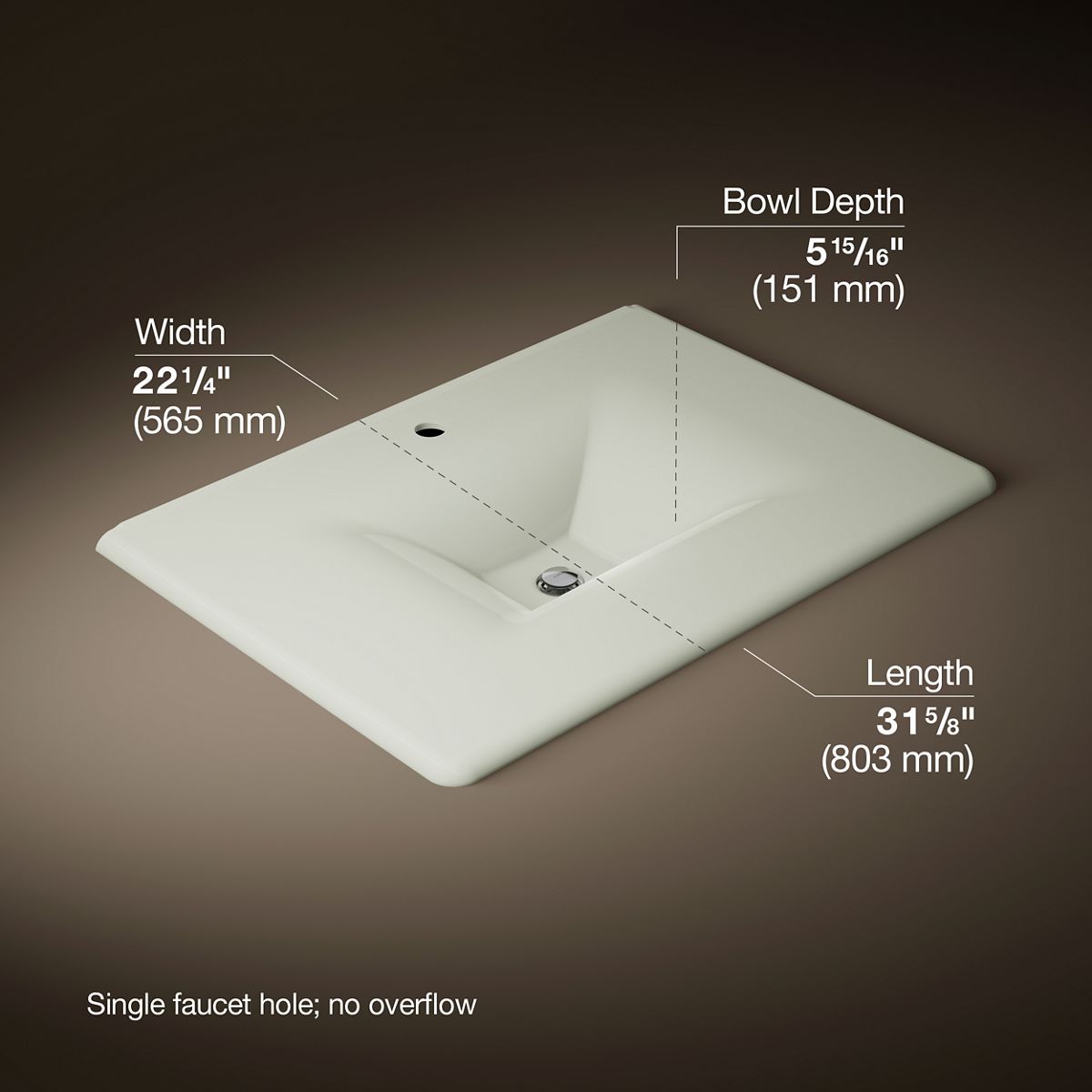 Iron/Impressions® 31" Enameled cast iron vanity top with integrated rectangular sink