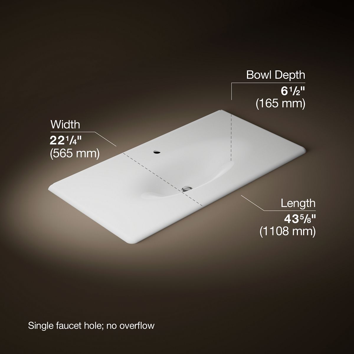 Iron/Impressions® 43" Enameled cast iron vanity top with integrated oval sink