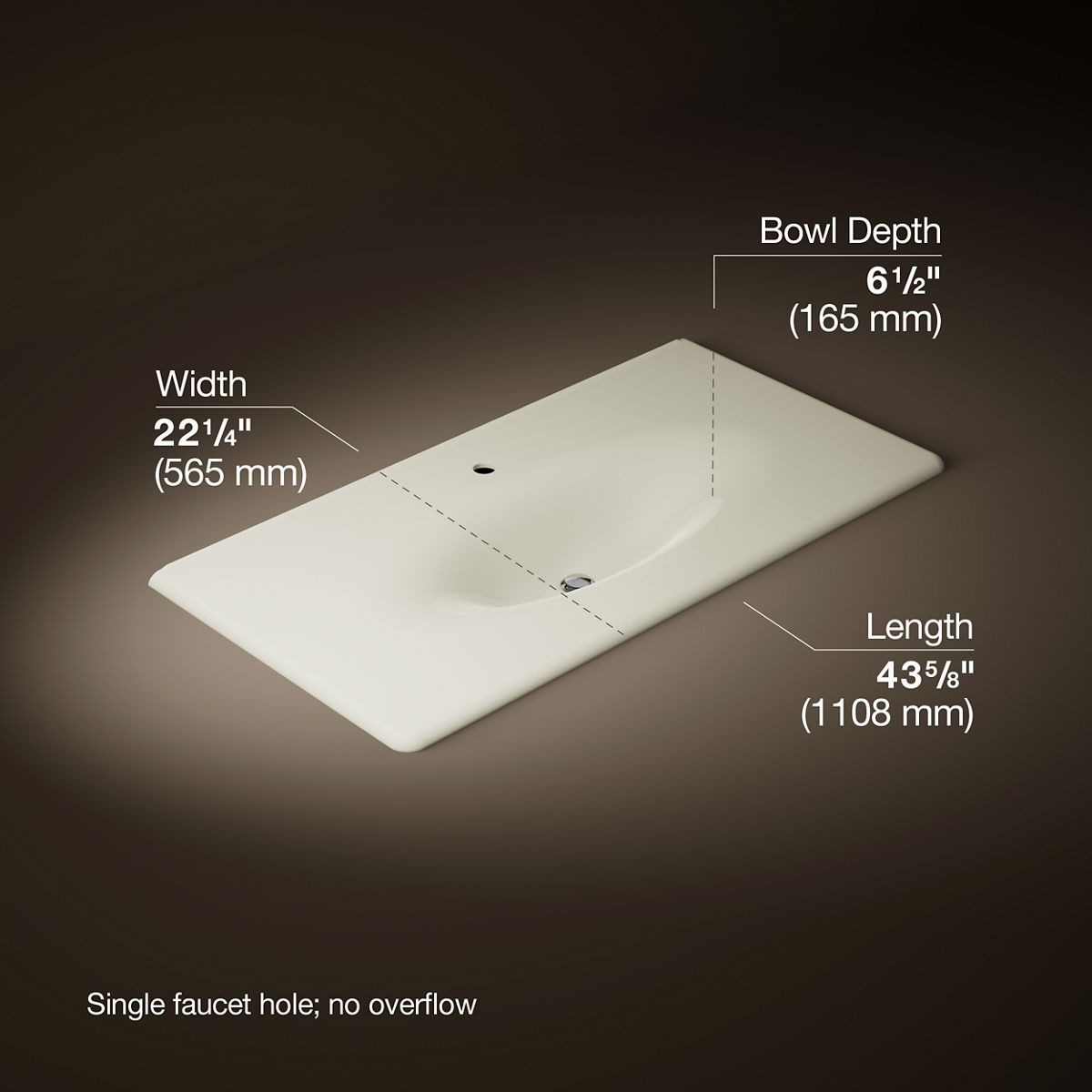 Iron/Impressions® 43" Enameled cast iron vanity top with integrated oval sink
