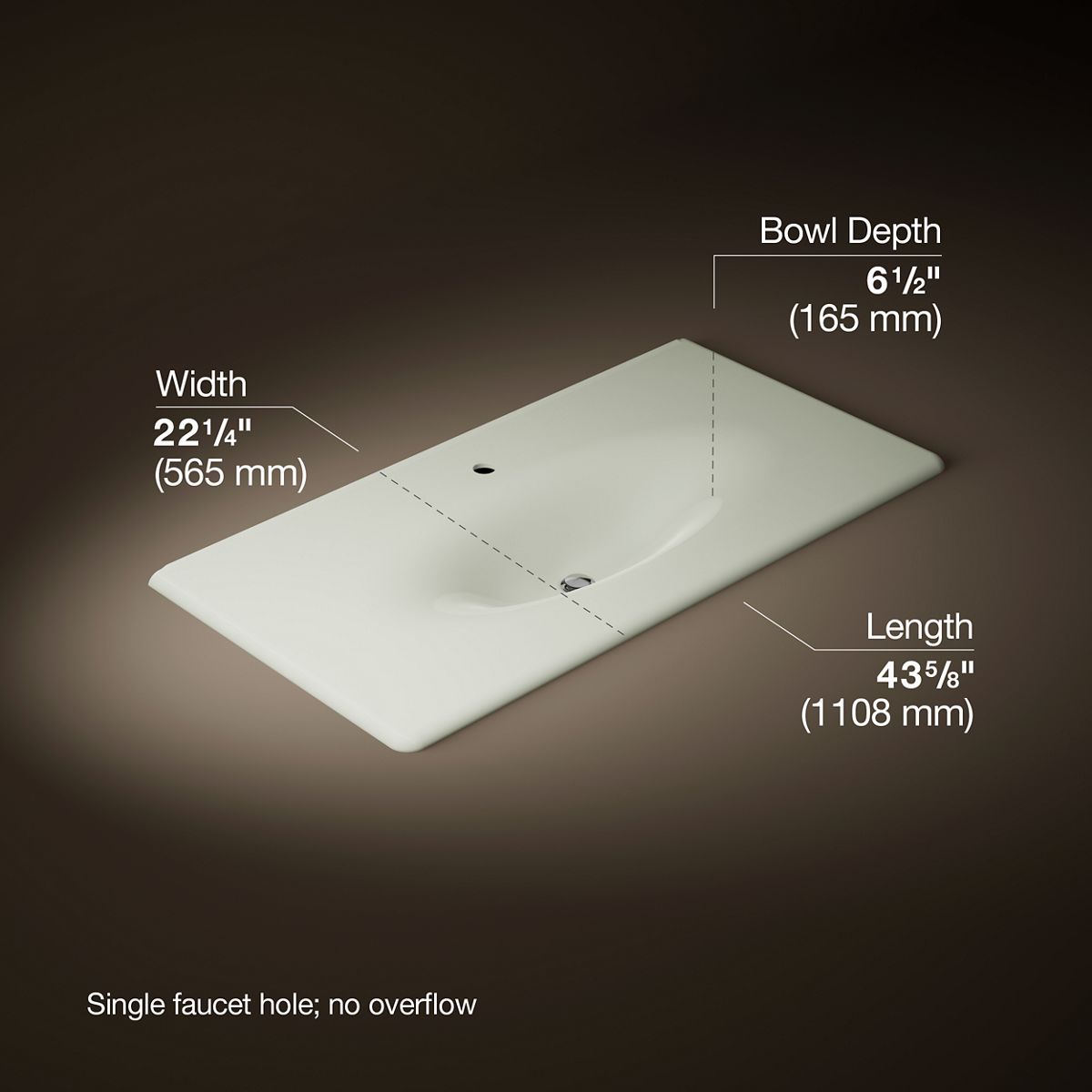 Iron/Impressions® 43" Enameled cast iron vanity top with integrated oval sink