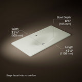 Iron/Impressions® 43" Enameled cast iron vanity top with integrated oval sink