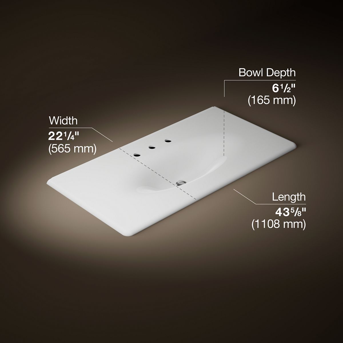 Iron/Impressions® 43" Enameled cast iron vanity top with integrated oval sink