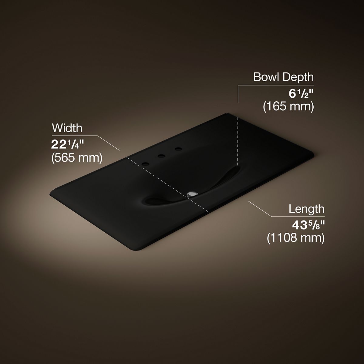 Iron/Impressions® 43" Enameled cast iron vanity top with integrated oval sink