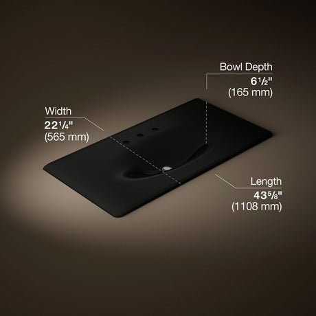 Iron/Impressions® 43" Enameled cast iron vanity top with integrated oval sink