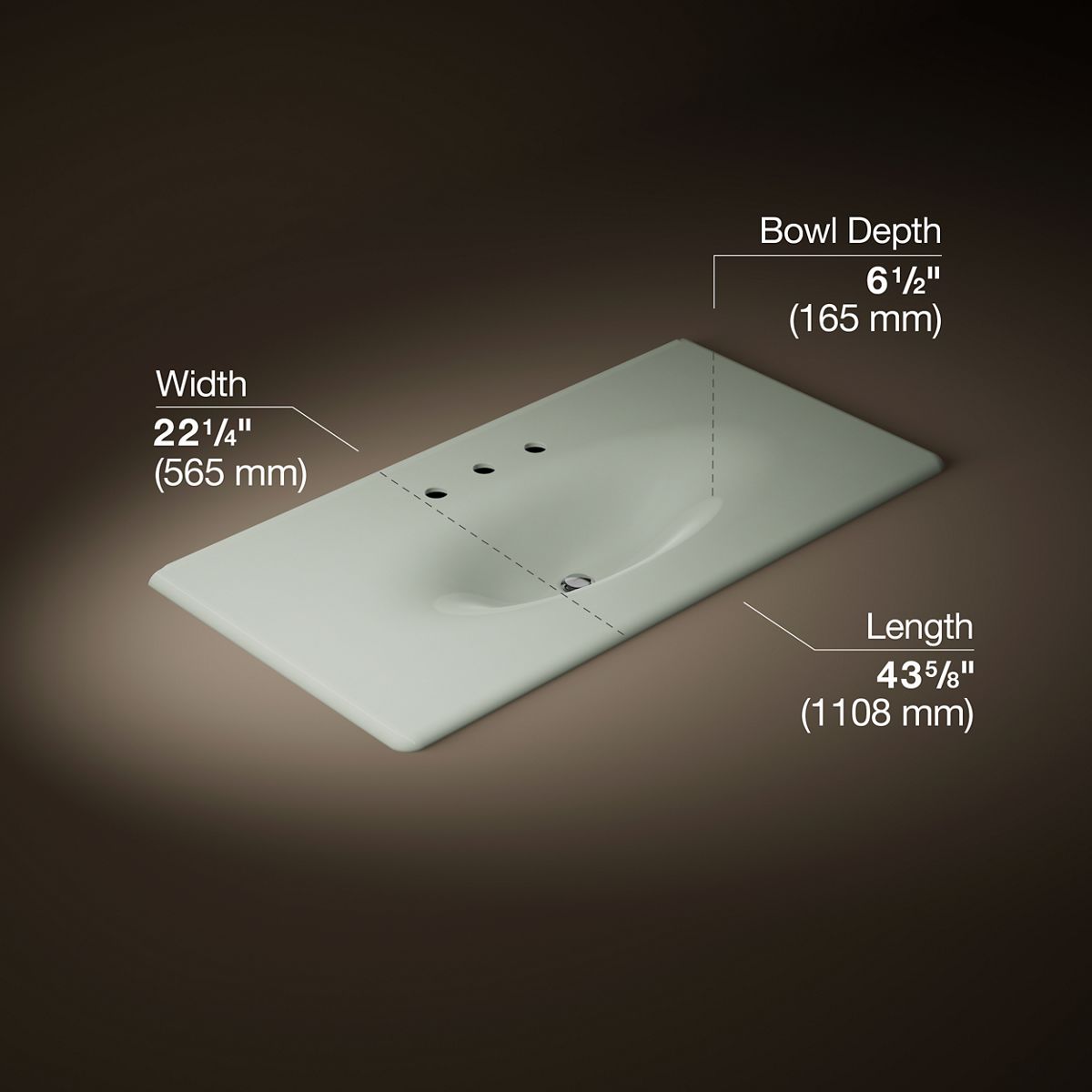 Iron/Impressions® 43" Enameled cast iron vanity top with integrated oval sink