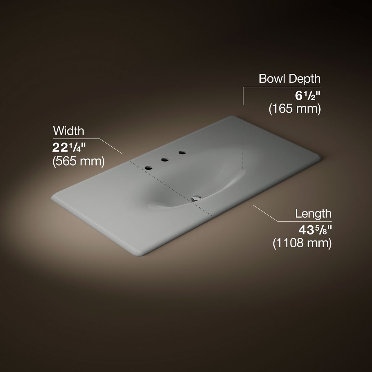 Iron/Impressions® 43" Enameled cast iron vanity top with integrated oval sink