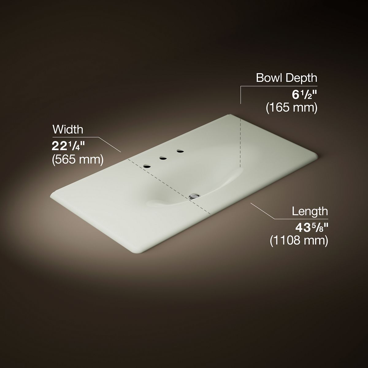 Iron/Impressions® 43" Enameled cast iron vanity top with integrated oval sink