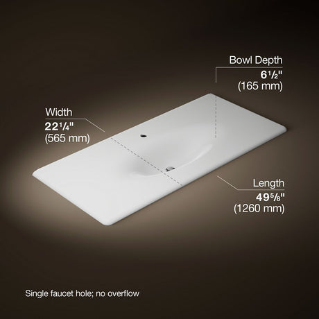 Iron/Impressions® 49" Enameled cast iron vanity top with integrated oval sink