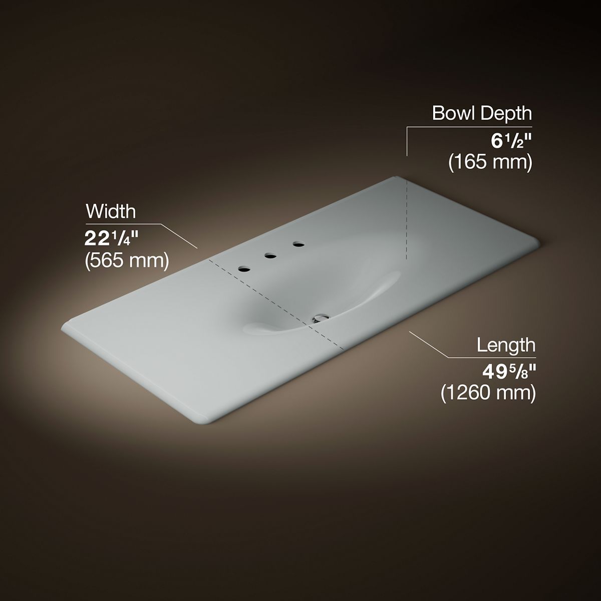 Iron/Impressions® 49" Enameled cast iron vanity top with integrated oval sink
