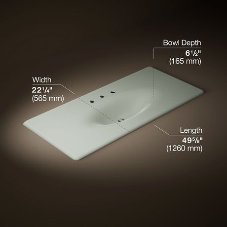 Iron/Impressions® 49" Enameled cast iron vanity top with integrated oval sink