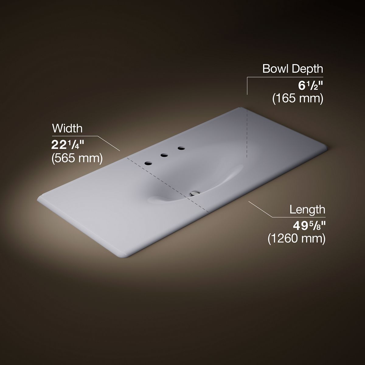 Iron/Impressions® 49" Enameled cast iron vanity top with integrated oval sink