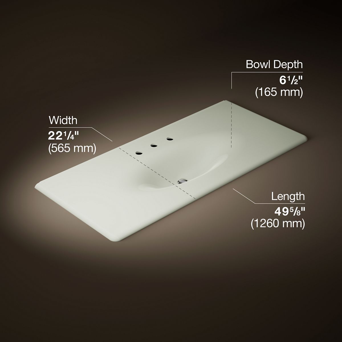 Iron/Impressions® 49" Enameled cast iron vanity top with integrated oval sink
