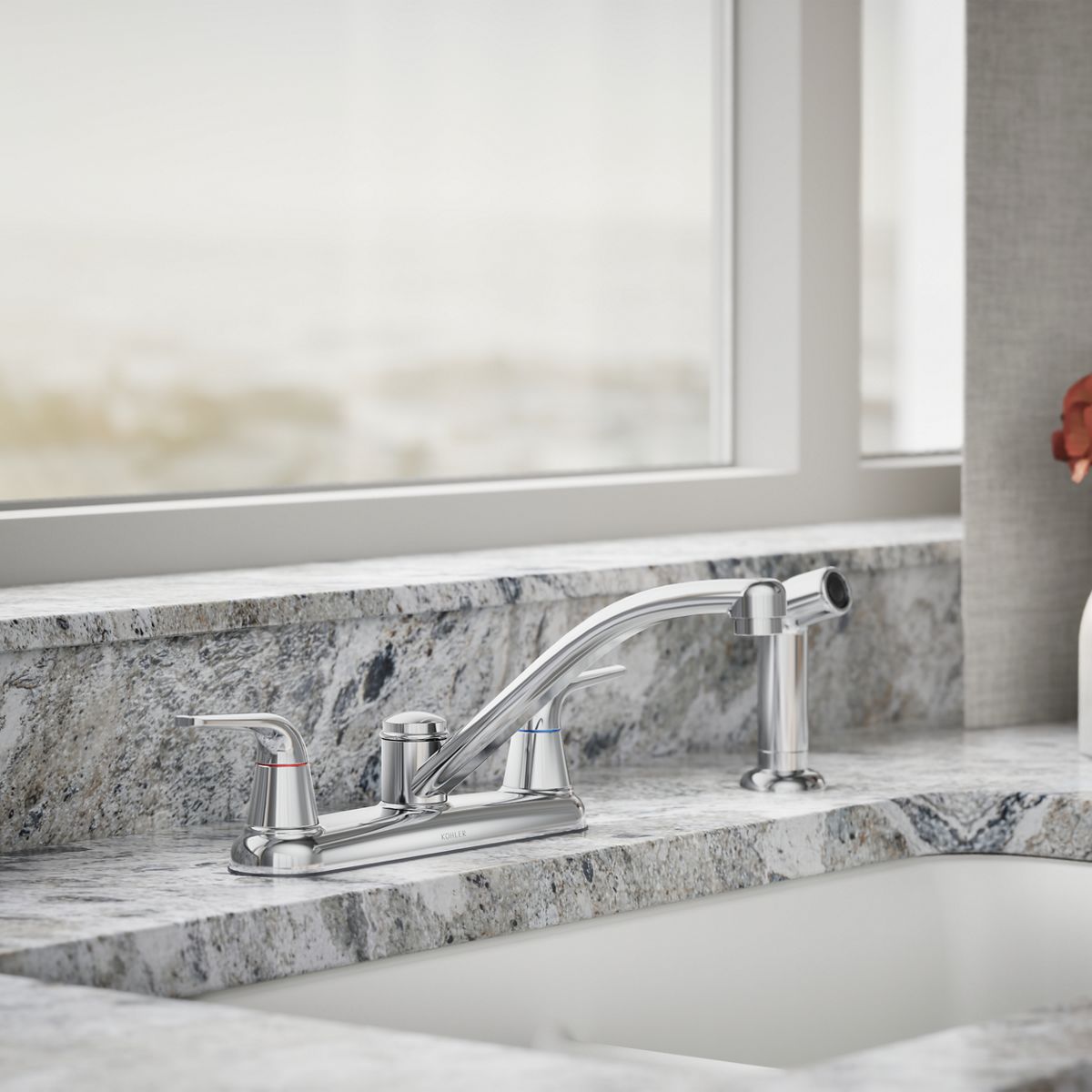 Jolt® Two-handle kitchen sink faucet with side sprayer