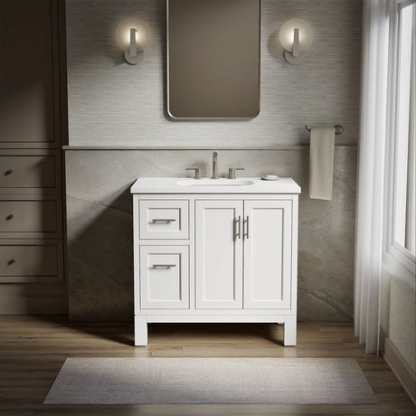 Quo® 36" bathroom vanity cabinet with sink and quartz top