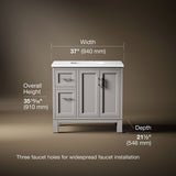 Quo® 36" bathroom vanity cabinet with sink and quartz top