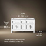 Quo® 60" bathroom vanity cabinet with sinks and quartz top