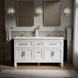 Quo® 60" bathroom vanity cabinet with sinks and quartz top