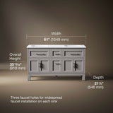 Quo® 60" bathroom vanity cabinet with sinks and quartz top