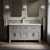 Quo® 60" bathroom vanity cabinet with sinks and quartz top