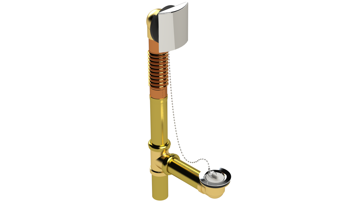 BRASS OFFSET WASTE & OVERFLOW PLUG & CHAIN - BOXED (3141BXCS-S)